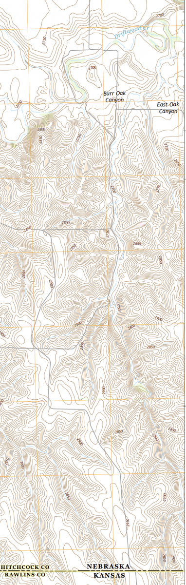 Burr Oak Canyon topo map